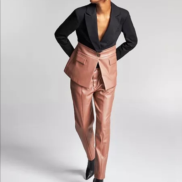 Bar III Jackets & Blazers - Zerina Akers for bar  Faux-Leather Mixed-Media suit